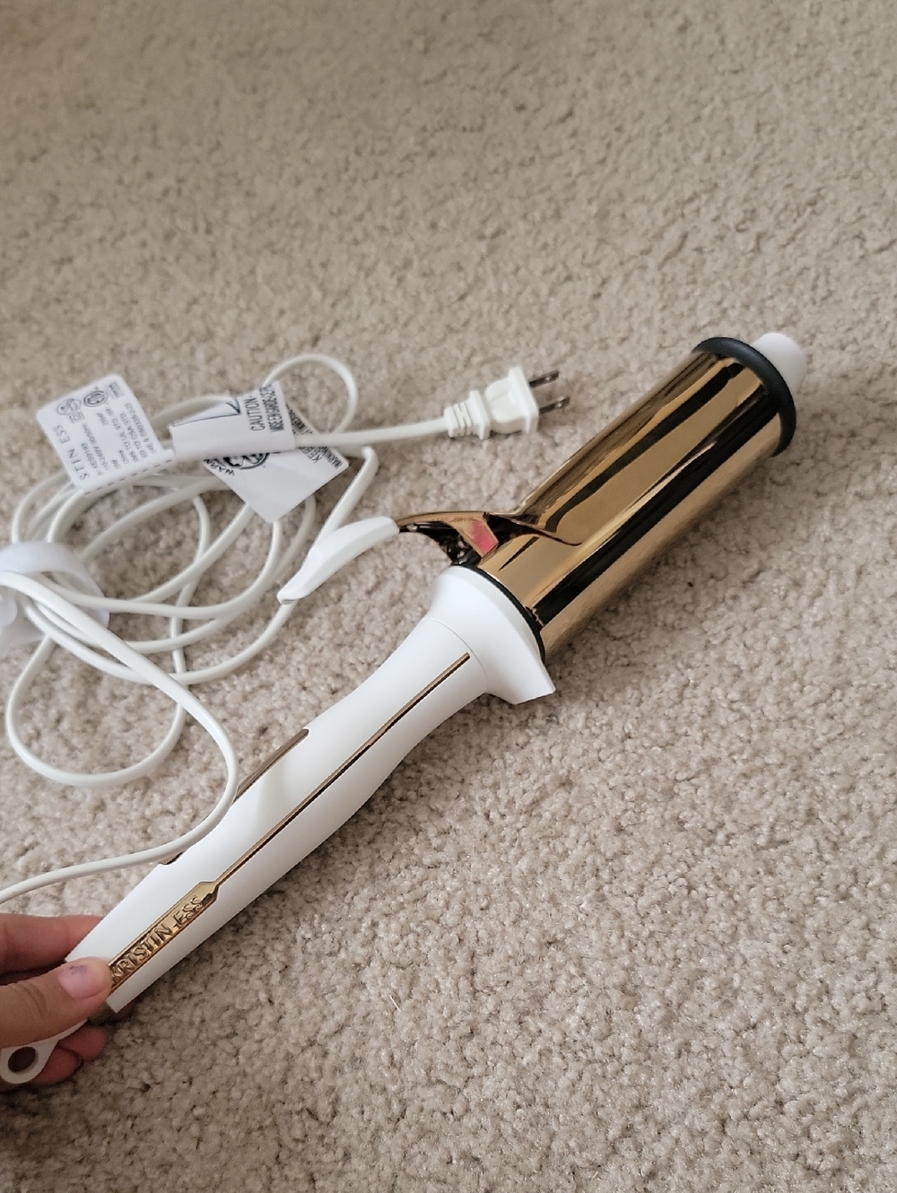 White and Gold Curling Wand Kristin Ess